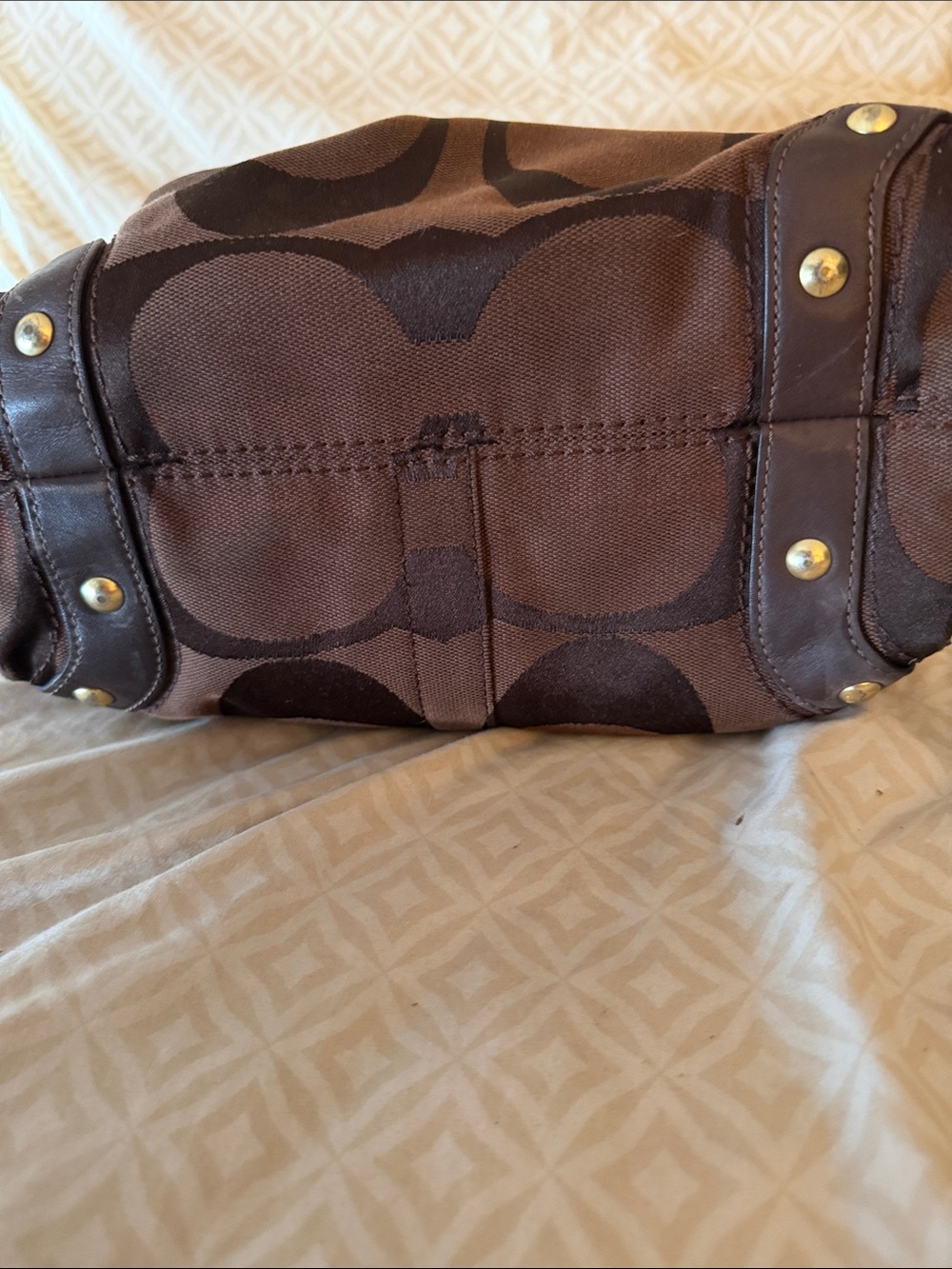 Authentic Coach Carly Signature Jacquard Chocolate Hobo Bag - Picture 9 of 14